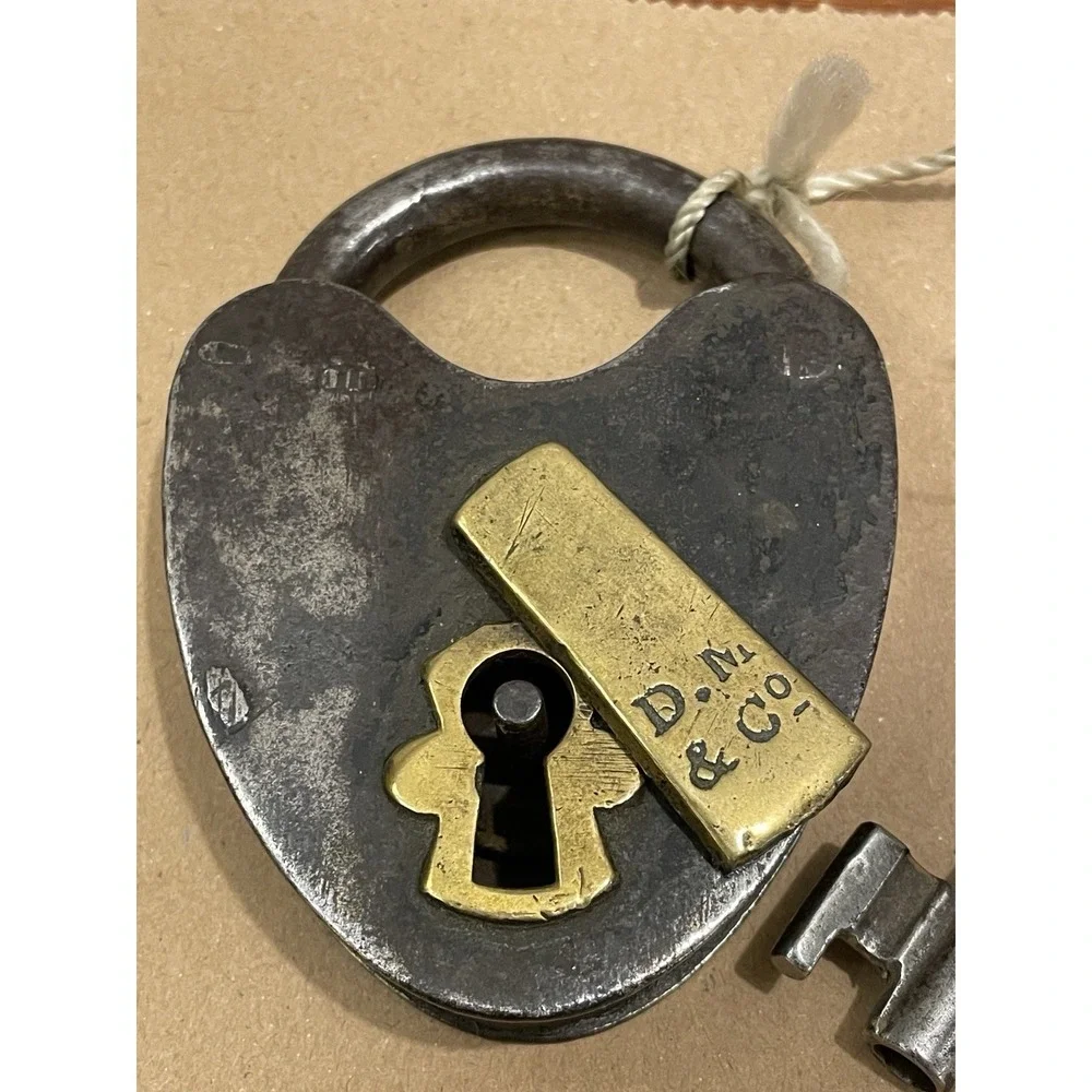 Antique Davenport Mallory Padlock Lock D.M &‎ Co With Key Iron